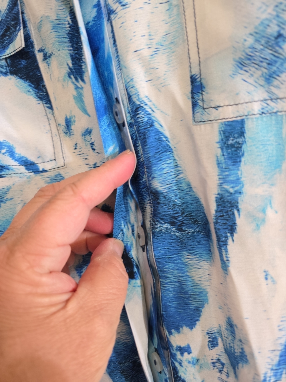 Marie Oliver Tie Waist Button Front Shirt Dress Small Tie Dye Blue White - Picture 3 of 9